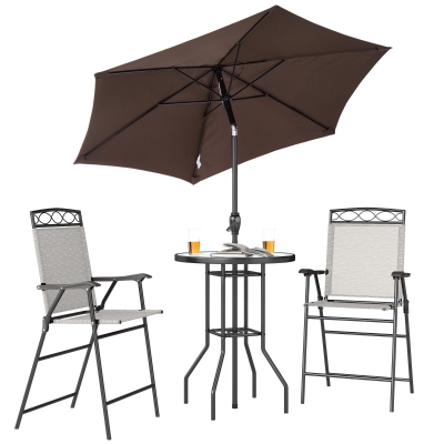 Outsunny 4-Piece Outdoor Patio Dining Set, Beige with Umbrella