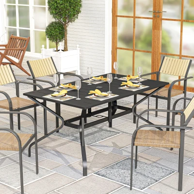 Outdoor Dining Table 59"L x 35.5"W x 28.75"H Black