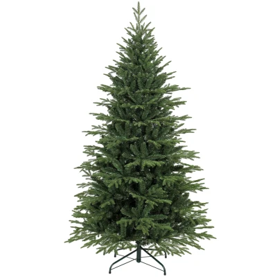 HOMCOM 6ft Artificial Christmas Tree Full Hinged Xmas Tree Metal Base, Green