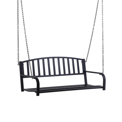 Outsunny 2-Person Outdoor Swing Bench, Steel, 528 lb Capacity, Black