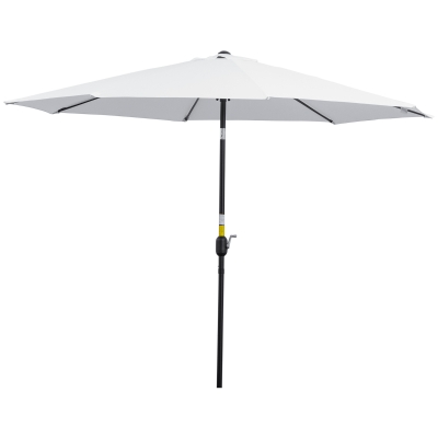 Outsunny 10' x 8' Round Market Umbrella, Patio Umbrella with Crank Handle and Tilt, Outdoor Parasol for Garden, White