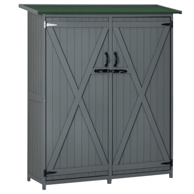 Outsunny Outdoor Storage Cabinet, Gray Utility Tool Organizer