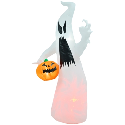 HOMCOM 5.9' Halloween LED Ghost with Pumpkin, Inflatable Decor