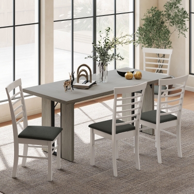 HOMCOM Industrial Kitchen Table for 8, 71" Rectangular Dining Table with Thick Tabletop for Dining Room, Grey Wood Finish
