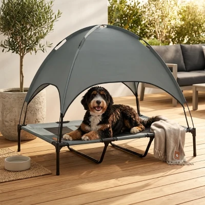 PawHut 48" Elevated Portable Dog Cot Bed with Canopy Shade