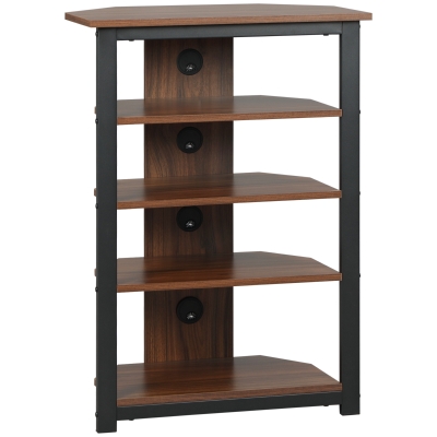 HOMCOM 4-Tier Media Stand with Cable Management, Brown