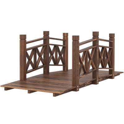 Outsunny 5' Wooden Garden Bridge for Ponds & Streams, Carbonized