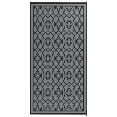 Outdoor Rug 215.7" x 107.9" x 0.12" Black and Gray Lantern