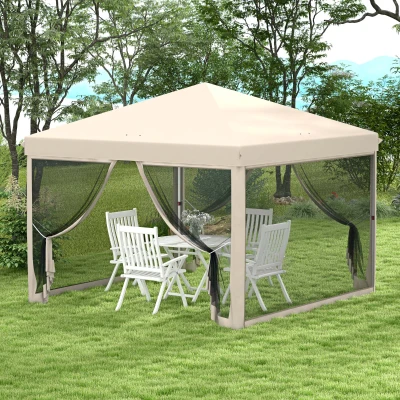 Outsunny 10' x 10' Pop Up Canopy Tent with Netting, Outdoor Patio
