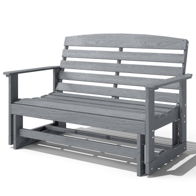Outsunny Patio Glider Bench, HDPE Double Rocking Chair, Gray