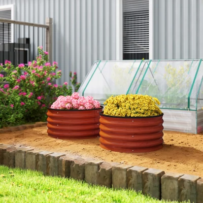 Garden Bed Set Φ23.5" x 11.75" H Brown