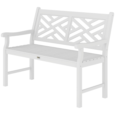 Outsunny 43" Outdoor Wooden Garden Bench, Slatted Patio Furniture, White