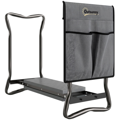 Outsunny 2-in-1 Foldable Garden Stool Kneeler with EVA Pad, Gray