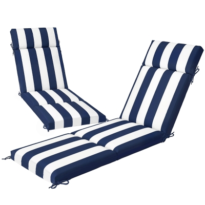 Outsunny Outdoor Chaise Lounge Cushions Set, Foam, Dark Blue/White