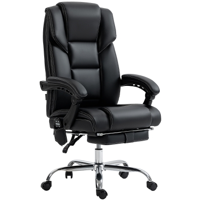 Vinsetto Massage Office Chair with Heat, Reclining PU Leather, Black