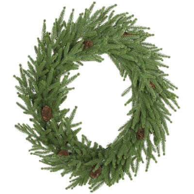 HOMCOM 24" Artificial Christmas Wreath with Pine Cones, Green