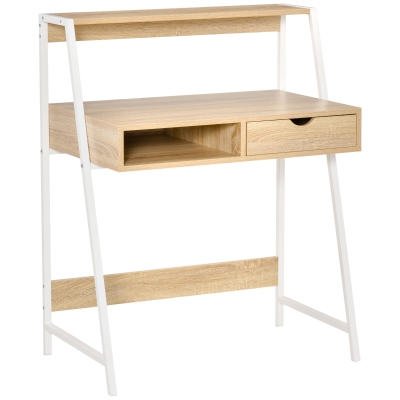 HOMCOM Home Office Desk, Small Writing Table with Storage, Natural