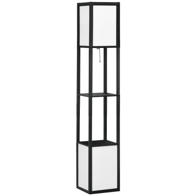 HOMCOM Modern Shelf Floor Lamp with Dual Light, 61.5", Black