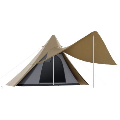 Outsunny 15.4' Teepee Tent, Waterproof for 2-3 Person, Coffee