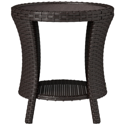 Rattan Table 18.1" Dia. x 19.7" H Mixed Brown
