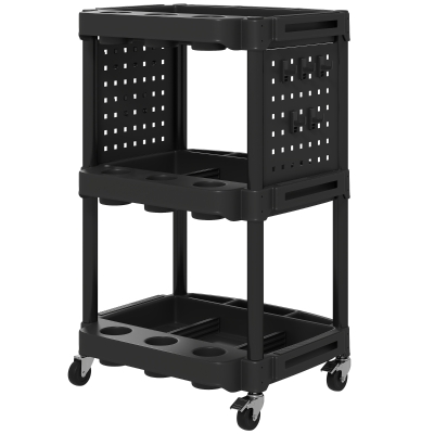 HOMCOM 3-Tier Rolling Tool Cart, 200 LBS Capacity, Black