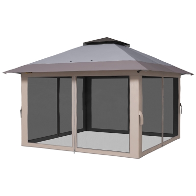 Outsunny 13' Pop Up Gazebo Tent, 2-Tier Canopy for Outdoor, Gray