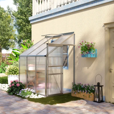 Outsunny 6' x 4' Aluminum Lean-to Greenhouse, Clear