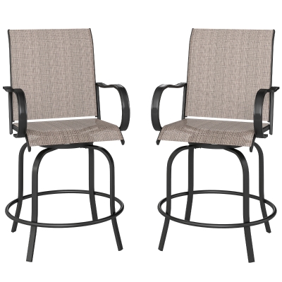 Outsunny 2-Piece Swivel Bar Stools Set, 26.75" Tan