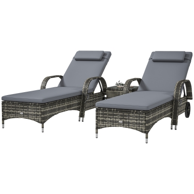 Outdoor Lounge Chairs Set 78.75" x 28.75" x 40.5" Gray