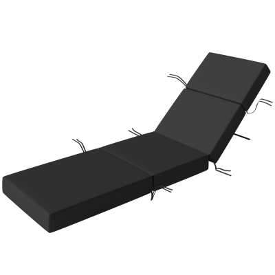 Outsunny 4" Outdoor Chaise Lounge Cushion with Ties, Gray