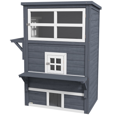 PawHut Outdoor 3-Tier Cat House, Weather Resistant