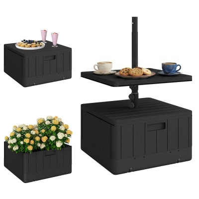 Umbrella Weight with Table Tray 20.9" L x 20.9" W x 17.7" H Black