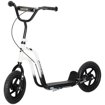 Qaba Kids Scooter, Adjustable Handlebar, 12" Wheels, White