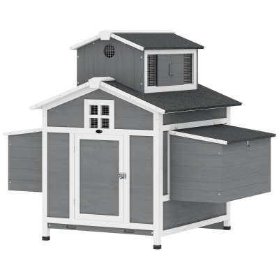 PawHut Chicken Coop for 2 Chickens, Wooden Hen House with Nesting Box, Pull-Out Tray, Ventilation Windows