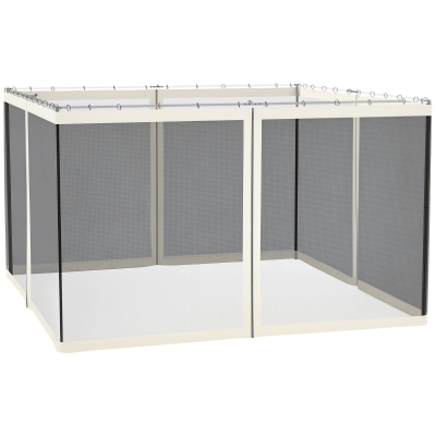 Outsunny Mesh Sidewall for 10' x 12' Gazebo, White Zippered Netting
