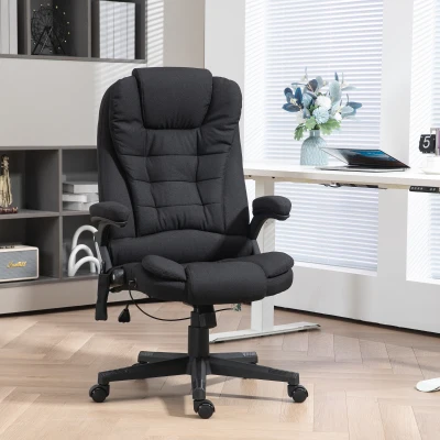 HOMCOM Massage Office Chair with Heat, Reclining High Back, Black