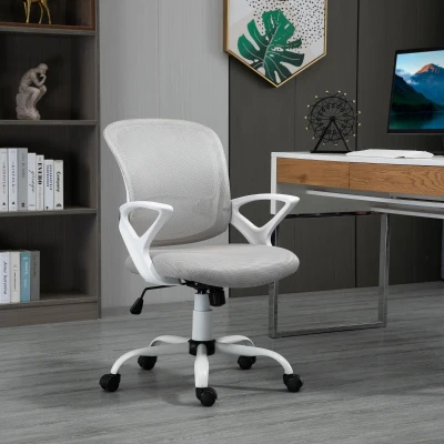 HOMCOM Swivel Mesh Office Chair, Ergonomic Mid Back, Gray