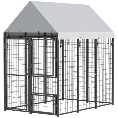 PawHut Large Outdoor Dog Kennel, Heavy-Duty, Roof, 6'x4'x6', 3 Doors