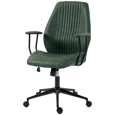 HOMCOM Vintage Leather Office Chair, Swivel, Adjustable, Green