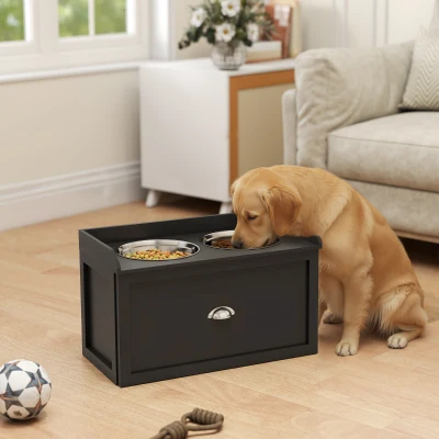 Elevated Dog Bowls 23.5" x 11.75" x 14.25" Black
