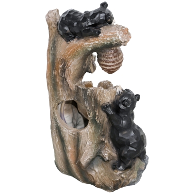 Outsunny 22.4" 3-Tier Outdoor Fountain with LED Lights, Pump