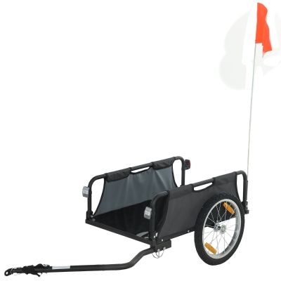 Soozier Bike Cargo Trailer with 16" Wheels & Red Flag, Gray