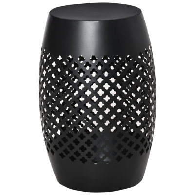 Outsunny 12.5" Steel Round Patio End Table, Indoor/Outdoor, Black