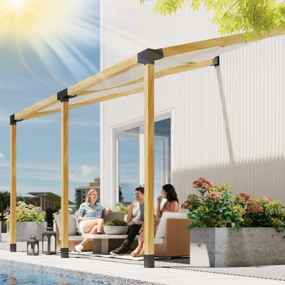 Outsunny Pergola Kit with Slanted Brackets & Wall Mounts, Black