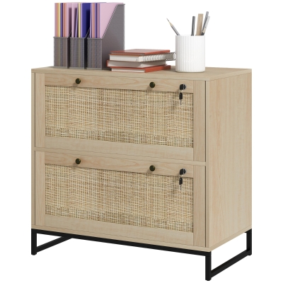 Vinsetto 2-Drawer Lockable Filing Cabinet, Natural