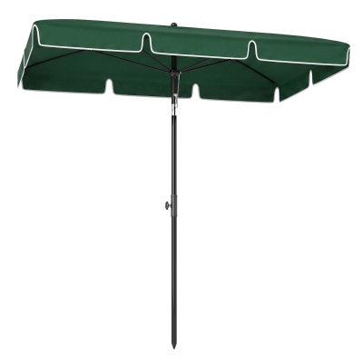 Outsunny 6.5x4ft Rectangle Patio Umbrella Aluminum Tilt Adjustable Garden Parasol Sun Shade Outdoor Canopy Green