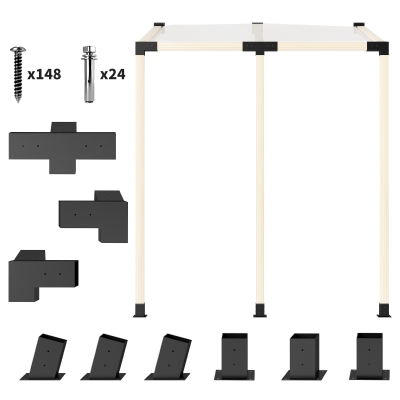 Outsunny Pergola Kit with Slanted Brackets & Wall Mounts, Black