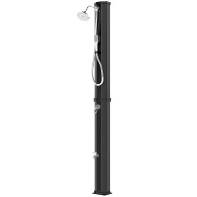 Outsunny 16 Gal Solar Heated Shower, 7.4 FT Outdoor Shower with 2 Shower Heads, Adjustable Temperature, Foot Faucet