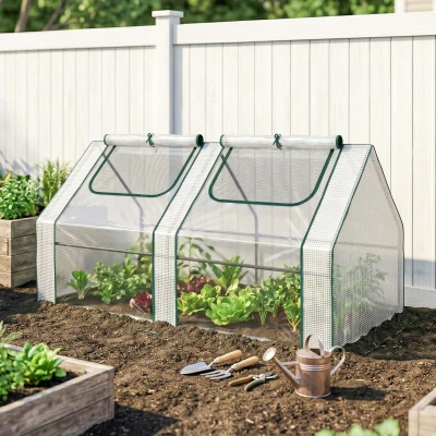 Outsunny 6' x 3' Portable Greenhouse, Clear with 2 Windows
