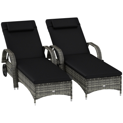 Chaise Lounge Set 76.8" L x 26.4" W x 38.2" H Mixed Gray and Charcoal Black